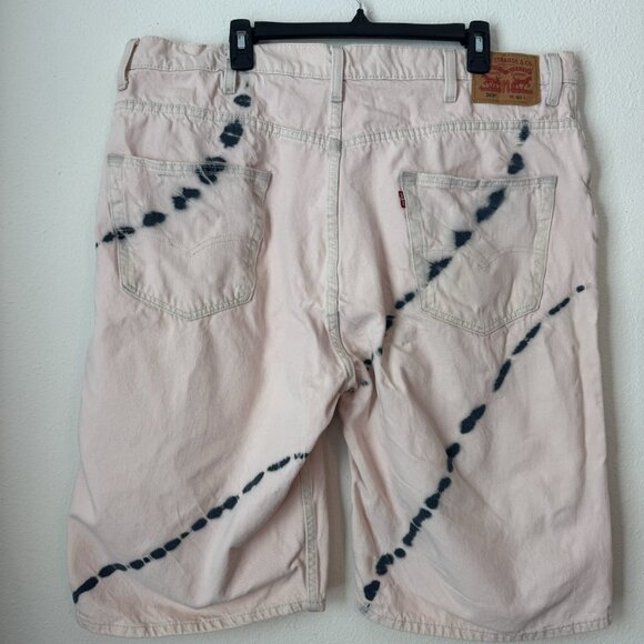 Levis 569 Shorts Mens Size 40 Pink Tie Dye Denim Jean Loose Straight 12” Inseam - Picture 2 of 12
